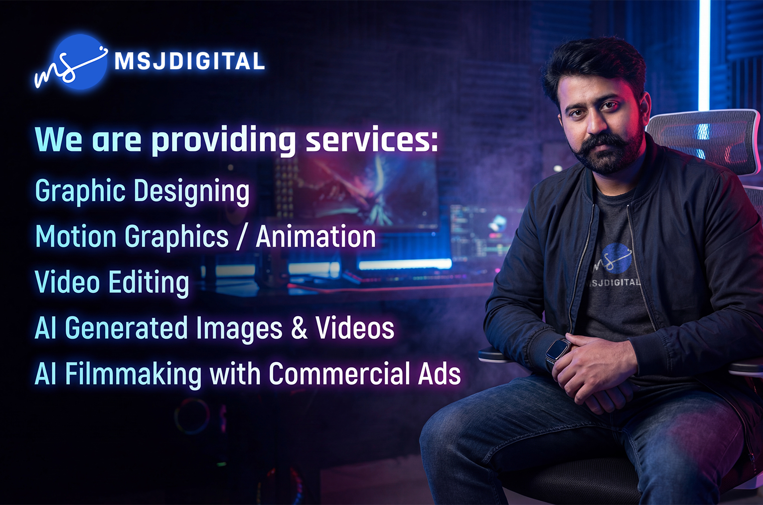 MSJDIGITAL is an AI Video Creation and Animation Agency & Video Editing Solutions. Where Creativity Meets AI-Powered Video Excellence.